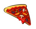 Slice of pizza. Italian food, pizzeria, baking concept. Cartoon vector illustration