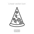 Slice of pizza. Linear icon.