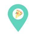 Slice of pizza location map pin pointer icon. Element of map point for mobile concept and web apps. Icon for website design and ap Royalty Free Stock Photo