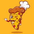 Slice of pizza melted cartoon vector icon illustration