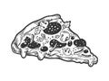 Slice of pizza sketch engraving vector