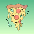Slice of pizza. Vector illustration in simple retro cartoon style.