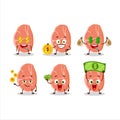 Slice of pork cartoon character with cute emoticon bring money
