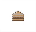 a slice of pudding cake vector icon in simple outline style for bakery and pastry shop