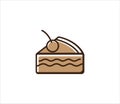 a slice of pudding cake vector icon in simple outline style for bakery and pastry shop