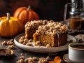 Slice of pumpkin coffee cake on a plate Royalty Free Stock Photo