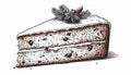 Slice of Raisin Cake Dusted with Powdered Sugar and Spice Decor Royalty Free Stock Photo