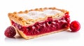 Delicate Raspberry Pie Slice On White Background