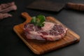 Slice of raw beef shank on a cutting board Royalty Free Stock Photo