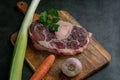 Slice of raw beef shank on a cutting board Royalty Free Stock Photo
