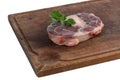 Slice of raw beef shank on a cutting board Royalty Free Stock Photo