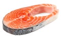 Slice of raw fish, salmon, trout, steak, isolated on white background, clipping path, full depth of field Royalty Free Stock Photo