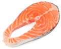 Slice of raw fish, salmon, trout, steak, isolated on white background, clipping path, full depth of field Royalty Free Stock Photo