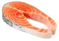 Slice of raw fish, salmon, trout, steak, isolated on white background, clipping path, full depth of field Royalty Free Stock Photo