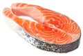 Slice of raw fish, salmon, trout, steak, isolated on white background, clipping path, full depth of field Royalty Free Stock Photo