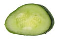 Slice of a real fresh small green European cucumber isolated