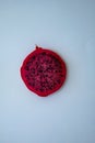 Slice of red dragon fruit isolated on whithe Royalty Free Stock Photo