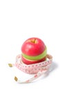 Slice red and green apple with waist measure