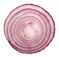 Slice of red onion isolated on white