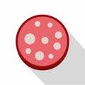 Slice of red salami icon, flat style Royalty Free Stock Photo