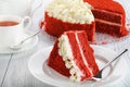 A slice of red velvet cake