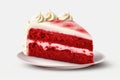 Slice of red velvet sponge cake. Generative AI