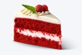 Slice of red velvet sponge cake. Generative AI