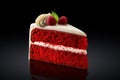 Slice of red velvet sponge cake. Generative AI