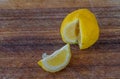 Wedge of lemon next to the fruit concept dropout