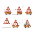 Slice of rhubarb pie cartoon character bring information board Royalty Free Stock Photo