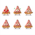 Slice of rhubarb pie cartoon character with nope expression Royalty Free Stock Photo