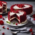 A slice of rich and decadent red velvet cake with cream cheese frosting3
