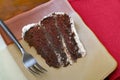 Slice of rich moist chocolate cake Royalty Free Stock Photo