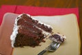 Slice of rich moist chocolate cake Royalty Free Stock Photo