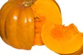 Slice of ripe orange pumpkin on a white background Royalty Free Stock Photo