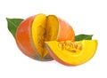 Slice of ripe orange pumpkin on a white background Royalty Free Stock Photo