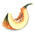 Slice of ripe orange pumpkin on a white background