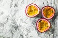 Slice ripe passion fruit