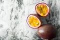 Slice ripe passion fruit