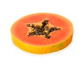 Slice round papaya isolated with clipping path