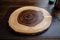 Slice round rustic serving wood tray