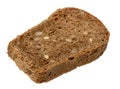 Slice of rye bread with nuts on isolated background Royalty Free Stock Photo