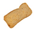 Slice of rye melba toast broken on a white background