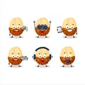 Slice of salak cartoon character are playing games with various cute emoticons Royalty Free Stock Photo