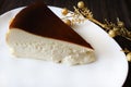 A slice of san sebastian cheesecake