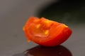 The slice of the small tomatoe