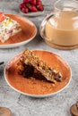 Slice of spanish chocolate cheesecake