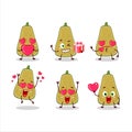 Slice of squash cartoon character with love cute emoticon