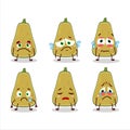 Slice of squash cartoon character with sad expression