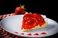 Slice of strawberry cake with jelly and cream Royalty Free Stock Photo